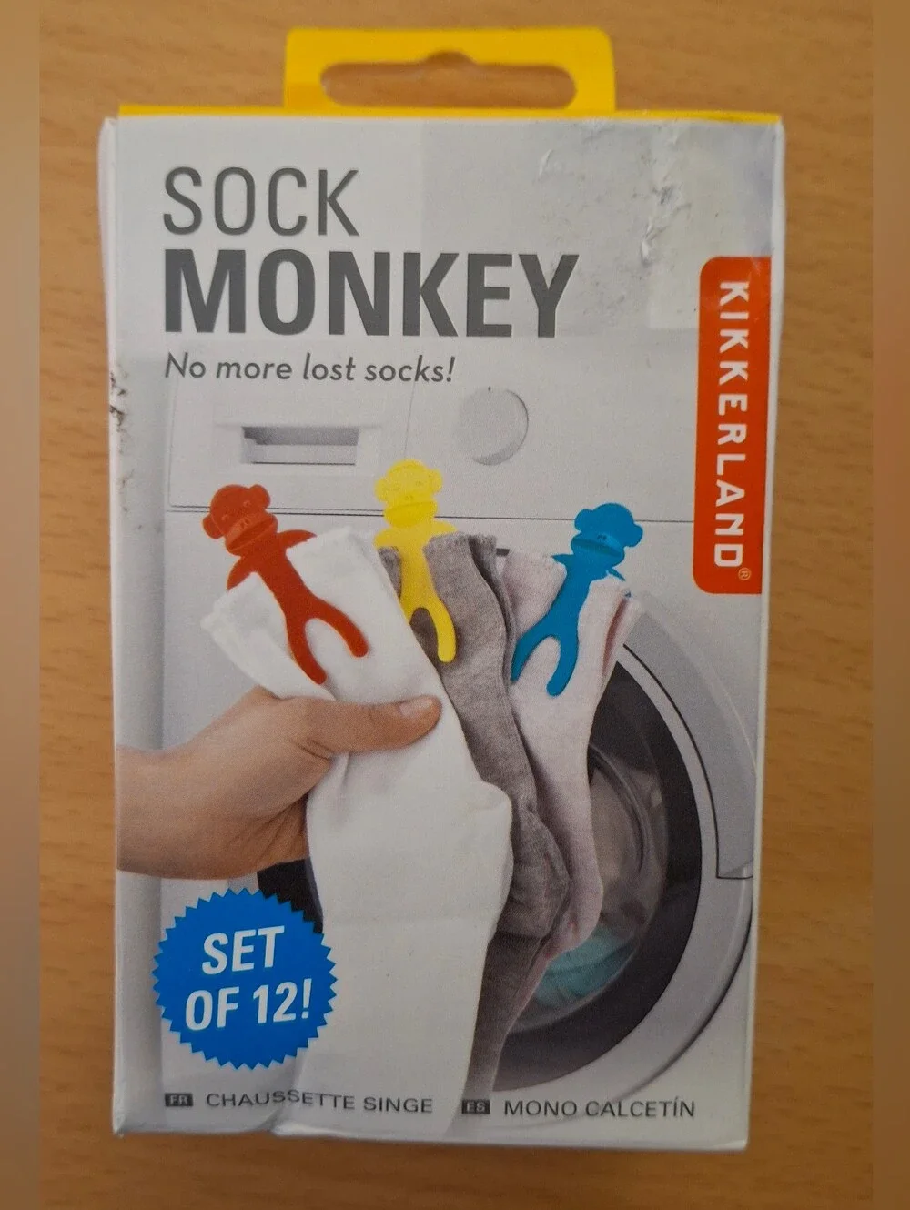 Kikkerland Sock Monkey Laundry Sock Holders Set of 12, Washer/Dryer Safe